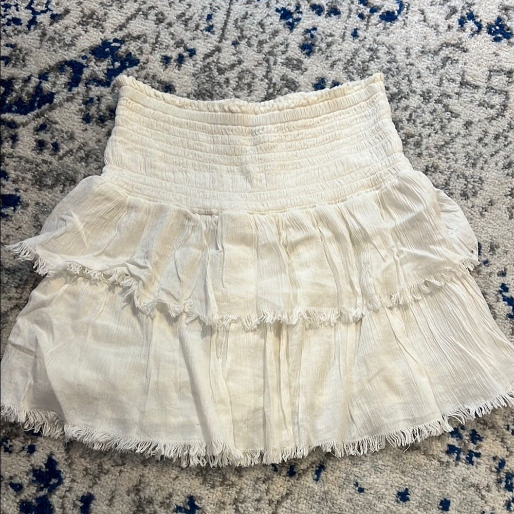 Aerie Cream Tiered Mini Skirt